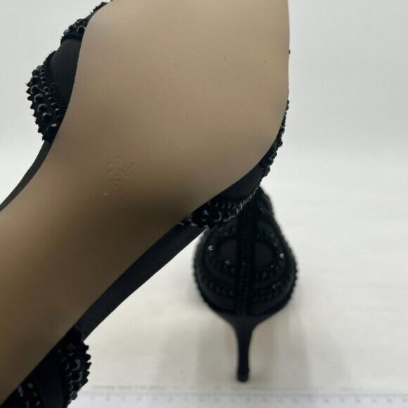 XYD Women's Pumps, Elegant Pointed Toe, D'Orsay Kitten Low Heels, Rhinestone - Picture 6 of 8